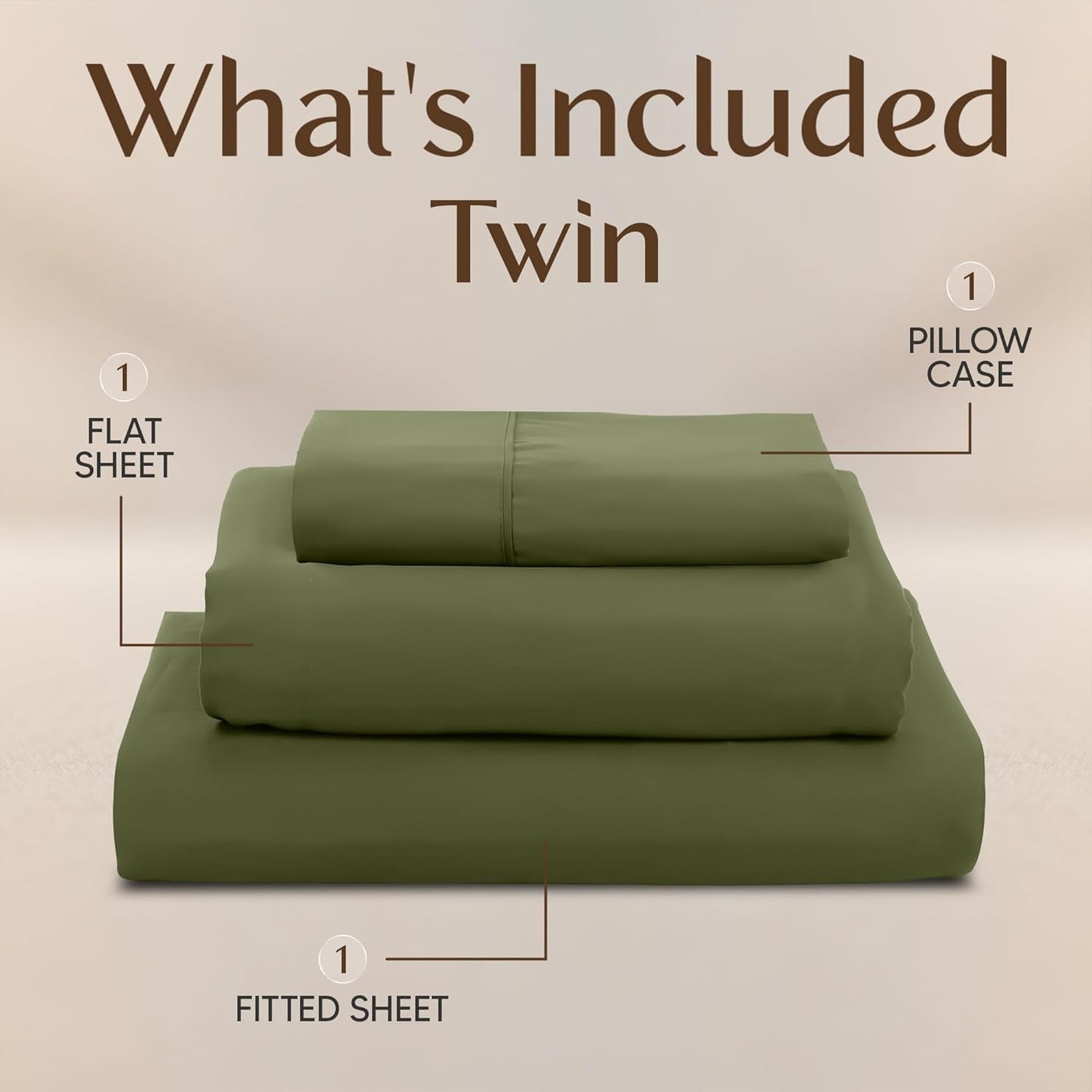 Utopia Bedding Twin Sheet Set - Soft & Breathable 3-Piece Microfiber Bed Sheets | Oeko Tex Certified (Olive)