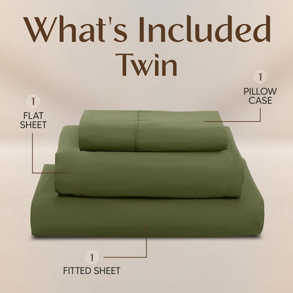 Utopia Bedding Twin Sheet Set - Soft & Breathable 3-Piece Microfiber Bed Sheets | Oeko Tex Certified (Olive)