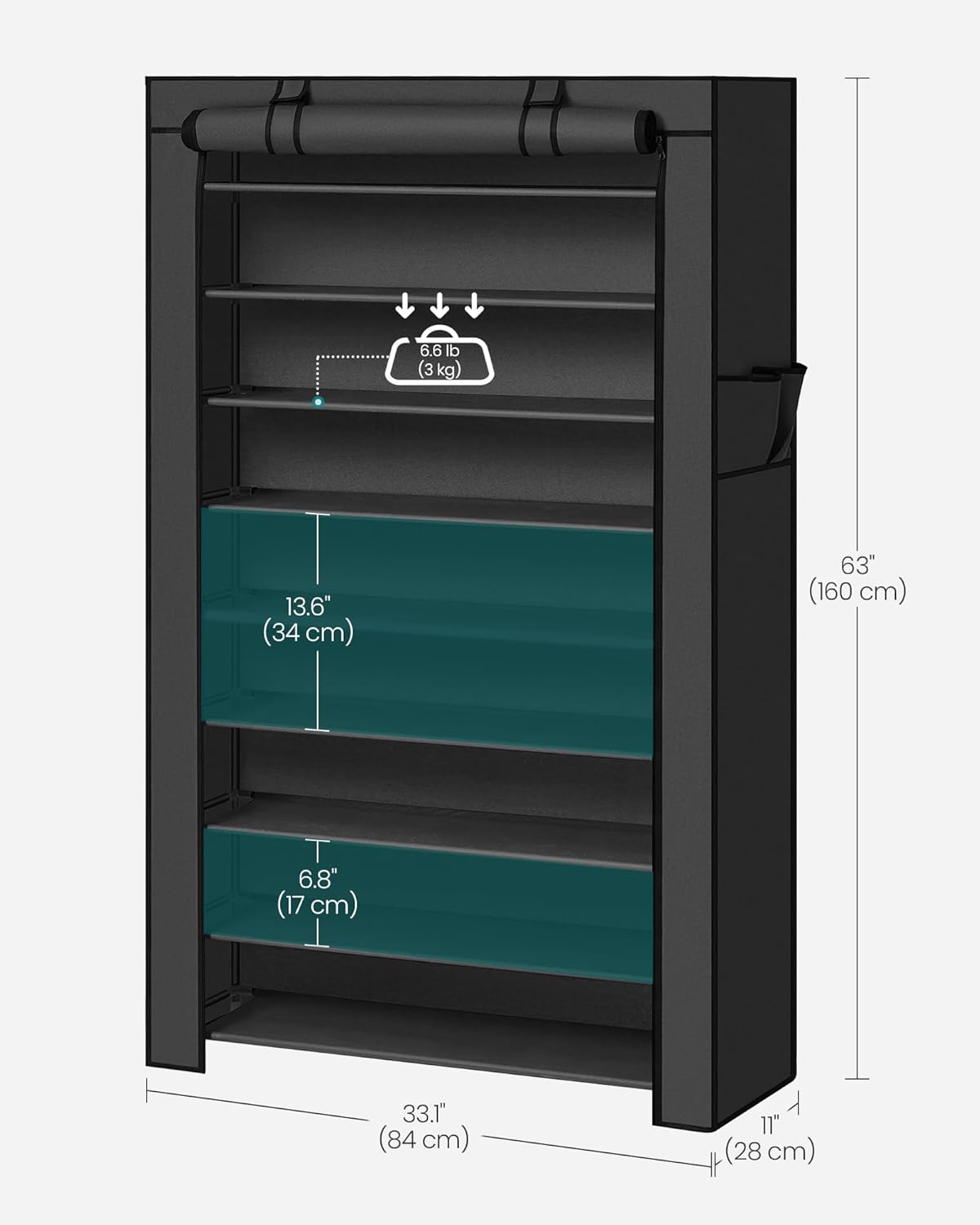 SONGMICS 10-Tier Shoe Rack - Dustproof Shoe Storage Cabinet for 40-50 Pairs | Free-Standing Organizer in Black