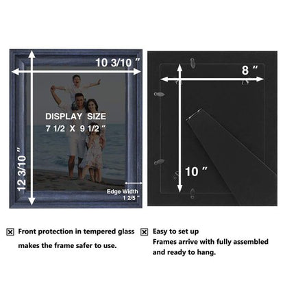 LaVie Home 8x10 Picture Frames (1 Pack, Blue) Rustic Photo Frame Set with Tempered Glass for Wall Mount & Table Top Display
