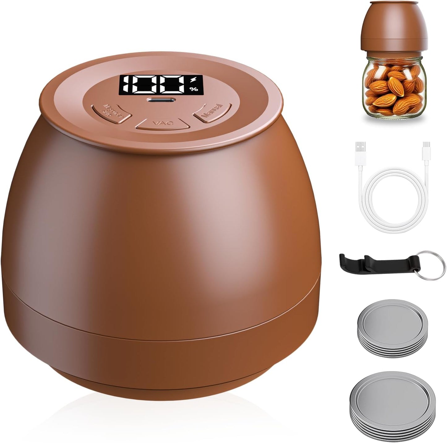 Zivif Electric Mason Jar Vacuum Sealer - Food Storage & Fermentation Kit | Includes 10 Lids