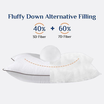 JOLLYVOGUE Queen Size Pillows - Soft Down Alternative Bed Pillows for Side & Back Sleepers | Set of 2