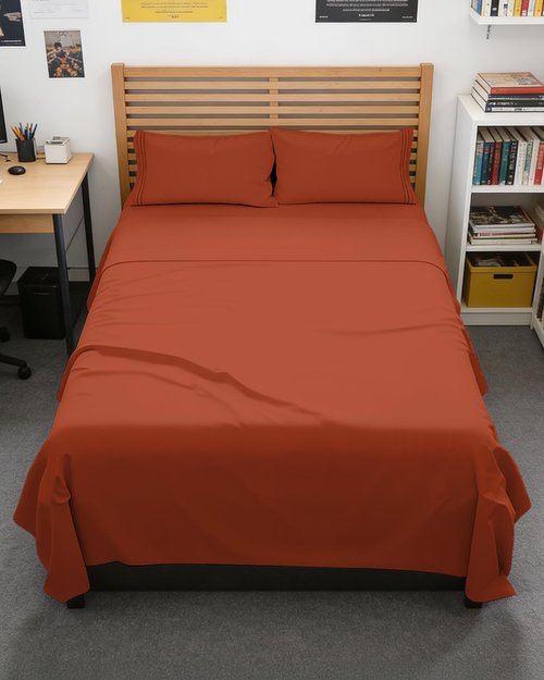 Full XL Bed Sheet - 4 Piece Full XL Bed Sheets Set - Soft, Breathable & Cooling - Hotel Luxury Bedding for Women, Men, Kids, Teens, Boys & Girls - Deep Pockets, Comfy, Fade & Wrinkle Free - Terracotta
