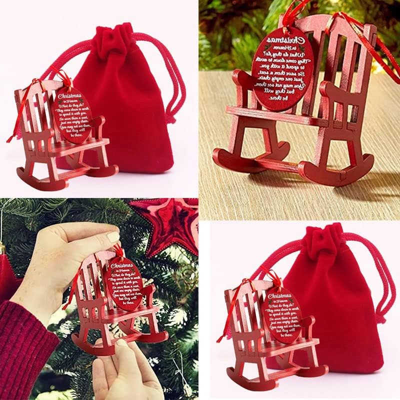 Christmas Memorial Wooden Rocking Chair Ornament - In Memory Holiday Decor