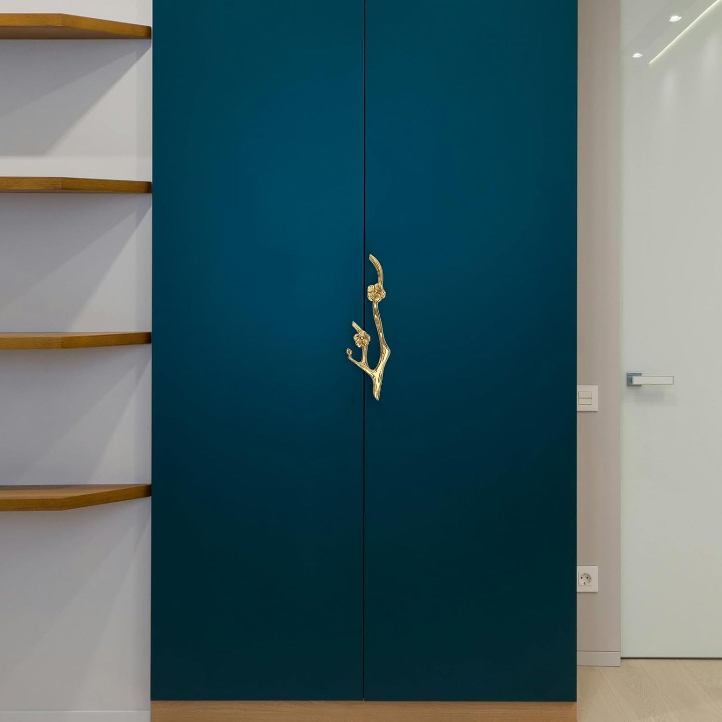 Uonlytech Brass Flower Branch Cabinet Handle - 5.91 Inch Decorative Pull for Drawers & Doors