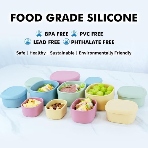 Anatole Silicone Food Storage Containers - Set of 3 BPA-Free Lunch Boxes | Dishwasher & Microwave Safe (6.7oz, 10oz, 20oz)