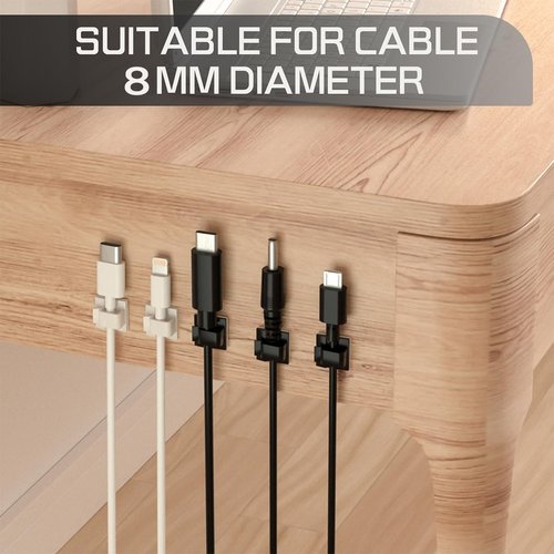 KGROTE Cable Clips - 100PCS Strong Adhesive Wire Holders for Desk, Wall & Car | Black Medium Size