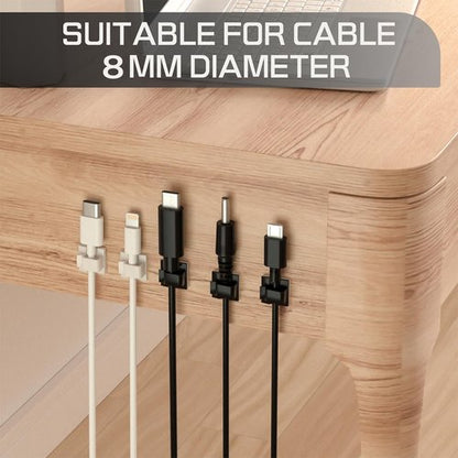 KGROTE Cable Clips - 100PCS Strong Adhesive Wire Holders for Desk, Wall & Car | Black Medium Size