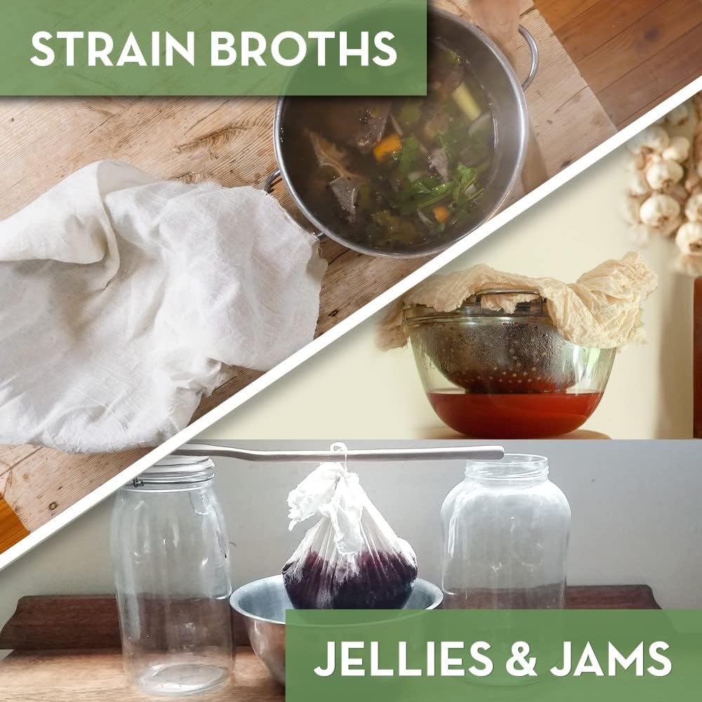 Organic Unbleached Cotton Cheesecloth - GOTS Certified Fine Strainer | Large 18 Sq.ft Reusable Cloth