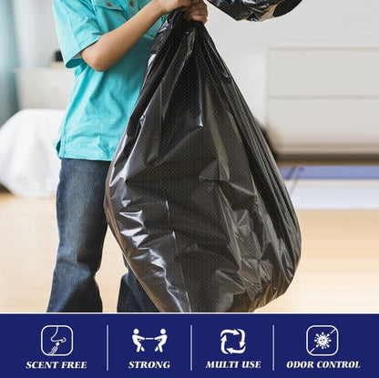 30-33 Gallon 100 Counts Large Trash Bags w/Ties Black Garbage Bags, Large Trash Can Liners for Home,Kitchen,Office,All Purpose Light Residential or Commercial Waste,Outdoor Lawn and Leaf Bags