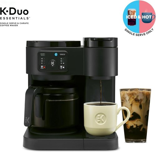 K-Duo Essentials Coffee Maker - Hot & Iced Brewing with 12-Cup Carafe, 72 oz Reservoir, Pause & Pour Feature