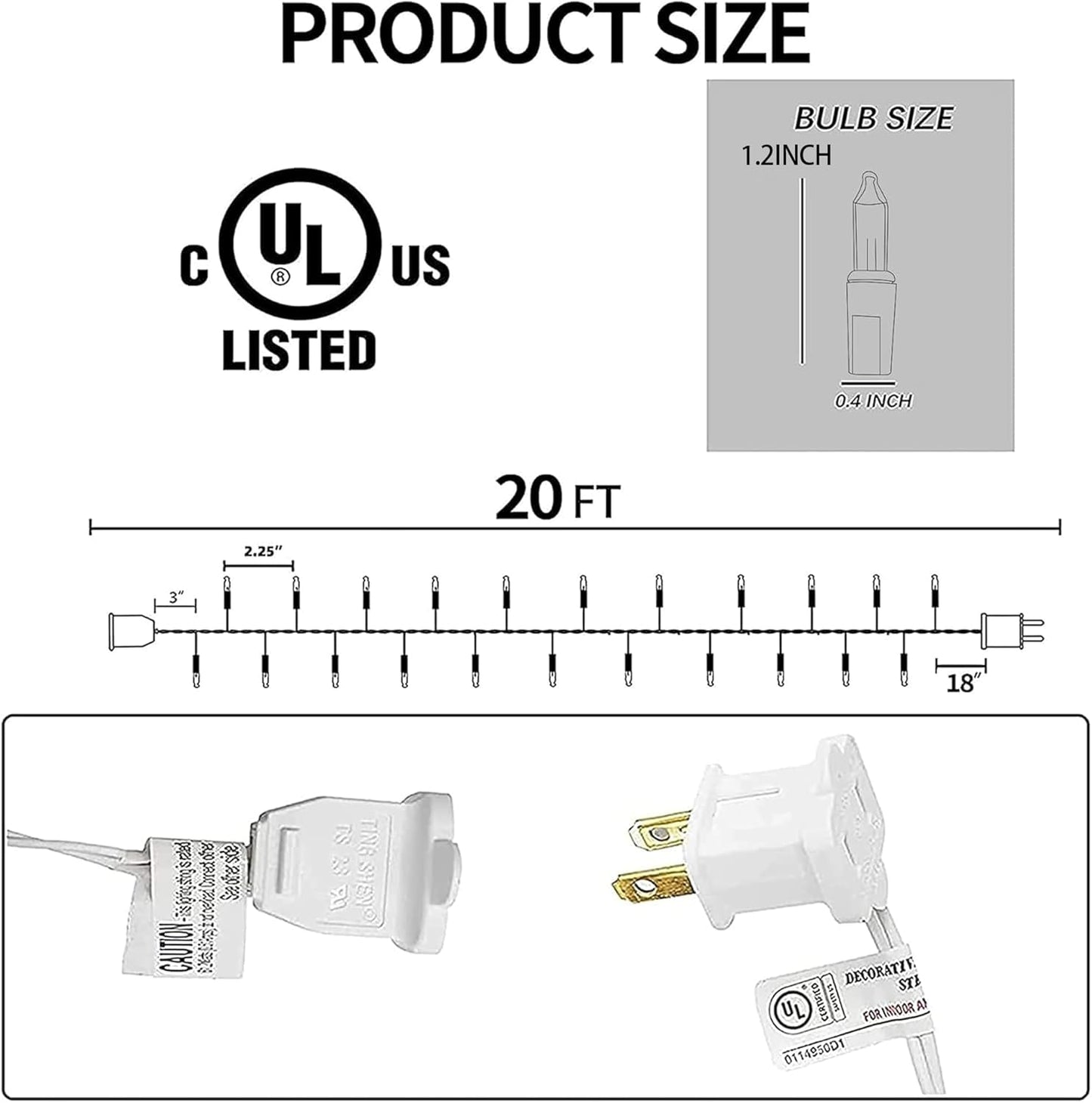TW SHINE Warm White Christmas Lights - 20FT 100 Count Waterproof String Lights for Indoor/Outdoor Decor