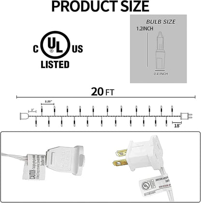 TW SHINE Warm White Christmas Lights - 20FT 100 Count Waterproof String Lights for Indoor/Outdoor Decor