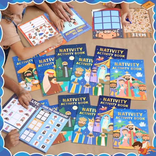 Nativity Activity Books for Kids - 24 Mini Coloring & Game Set - Variation of 24 / Nativity