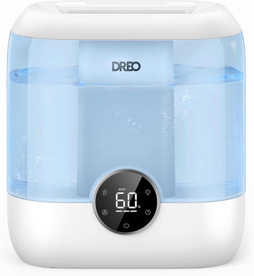 DREO 6L Top Fill Humidifier - 60H Runtime, Quiet 28 dB Cool Mist for Large Rooms & Nurseries