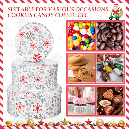 3 Pcs Christmas Cookie Tins in White & Red - Lively Style (Variation of THIS listing: 3 / White and Red / Lively Style)