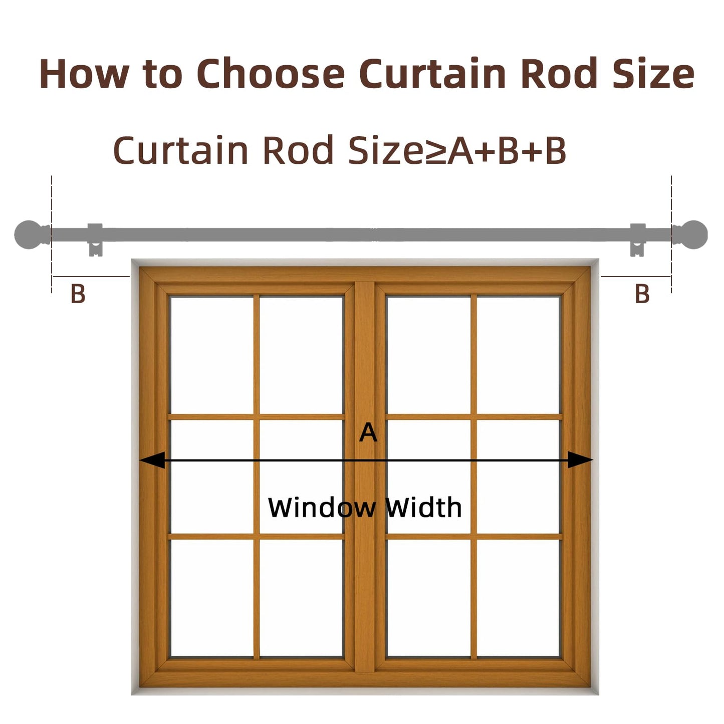 SMODBRODRE Curtain Rods for Window 32 and 48, White 5/8 inch Splicing Single Window Curtain Rod Set with Brackets