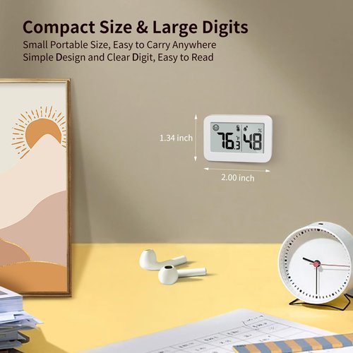 DOOMAY Mini Hygrometer & Indoor Thermometer - Digital Humidity Gauge for Greenhouse & Baby Room | 2-Pack