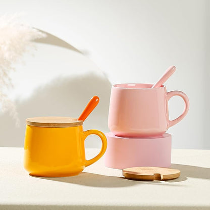 Fox Mugs with 3D Fox Inside, Ceramic Coffee Mug with Lid & Spoon - 13.5oz - Variation: Fox