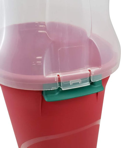 HOMZ Gift Wrap Storage Organizer - 2-Pack Vertical Bins in Red & Clear for Seasonal Holiday Wraps