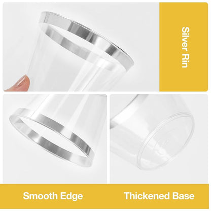 9oz Silver Plastic Cups (Pack of 200) - Disposable Party Tumblers, Goodluck Variation: 9oz Silver+9 Ounces