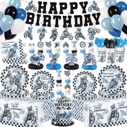 Dirt Bike Plates Serve 24 - Motocross Birthday Party Decorations