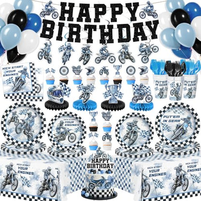 Dirt Bike Plates Serve 24 - Motocross Birthday Party Decorations