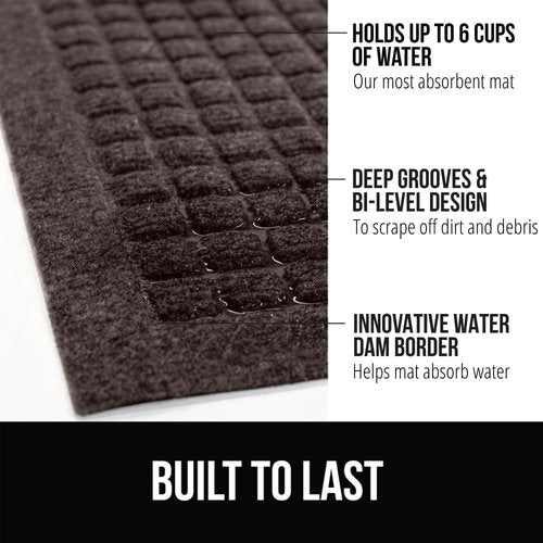 GORILLA GRIP® Ultra Absorbent Front Door Mat - Traps Dirt & Moisture, 47x35, Coffee Color
