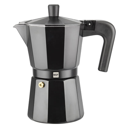 MAGEFESA ® Kenia Noir Stovetop Espresso Coffee Maker, 3 cups / 5 oz, make your own home italian coffee with this moka pot cuban cooffe, made in black enamelled aluminum, safe and easy to use, café