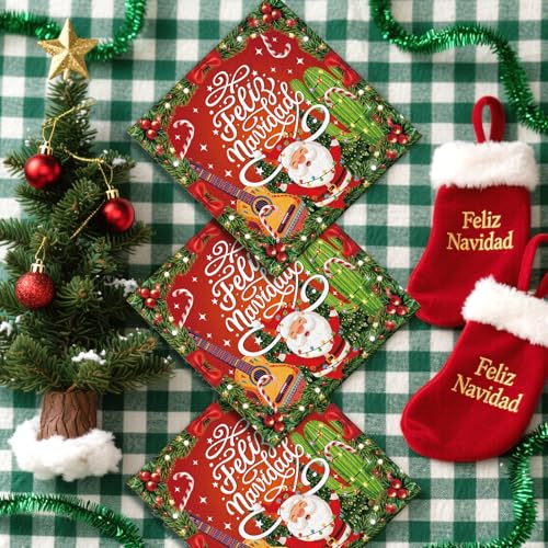 Mexican Feliz Navidad Party Decorations - 50 Assorted Festive Napkins - Variation: Mexican