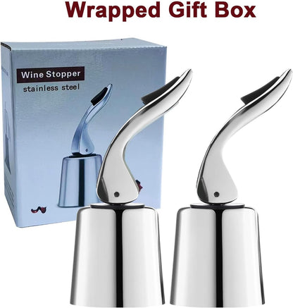 Wine Stoppers for Wine Bottles with Stainless Steel Vacuum Wine Bottle Stopper with Silicone Reusable Wine Corks, Leak proof Keep Fresh Suitable for Red&White Bottle (Silver, 1 Pack)