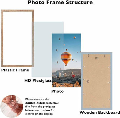 JCJMY 9x16 Rustic Brown Picture Frame - Versatile Wall Mounting for Horizontal or Vertical Display