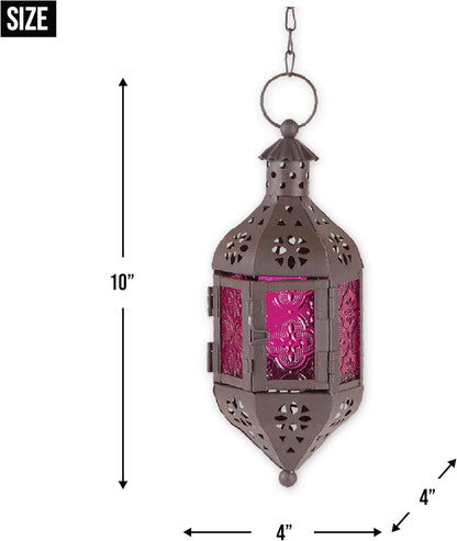 Zings & Thingz Cutout Moroccan Hanging Lantern - Elegant Black Design for Unique Home Decor