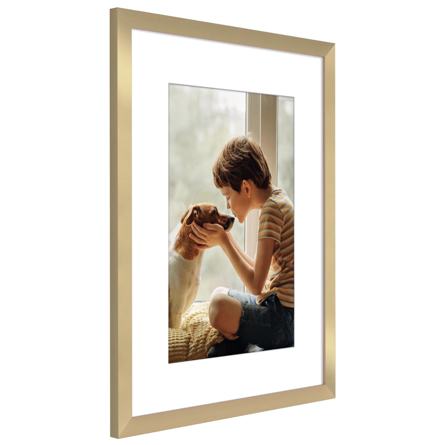 Americanflat 18x24 Poster Frame with Polished Plexiglass - Use as 12x18 Frame with Mat or 18x24 Frame Without Mat - Hudson Collection - Wide Picture Frame for Wall Display - Gold