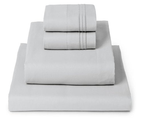 Mellanni California King Sheets Set - 4 PC Iconic Collection Bedding - Hotel Luxury, Extra Soft, Cooling Bed Sheets - Wrinkle, Fade, Stain Resistant (Cal King, Light Gray)