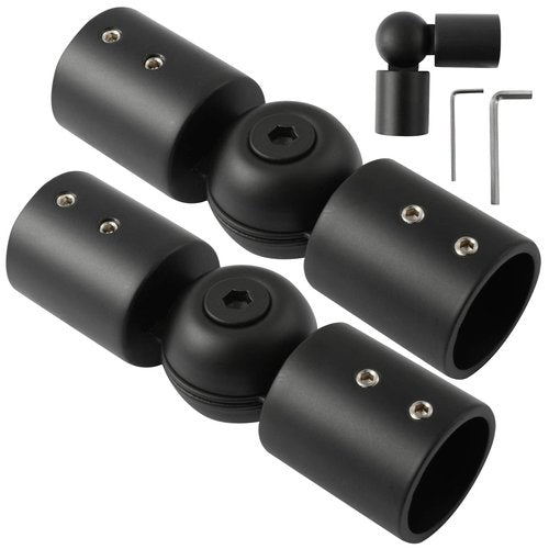 Anndason Heavy Duty Hinged Elbow Connector Curtain Rod Corner Connector Elbow Connector for 1 Inch Bay Window Curtain Rods, Black Color, (Set of 2)