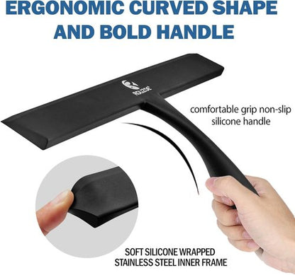 **Bold Shower Squeegee by [Brand Name] - 11" Anti-Rust Silicone with Ergonomic Handle | Perfect for Glass Doors & Windows**