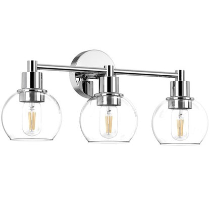 Espird 3 Lights Bathroom Vanity Light Fixtures Chrome, Bathroom Lights Over Mirror, Industrial and Farmhouse 3 Light Wall Sconce, Polished Chrome Globe Vanity Lighting Fixtures