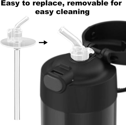 Thermos | 4-Pack Replacement Clear Straws for 12 oz Funtainer Bottles - Includes Cleaning Brushes