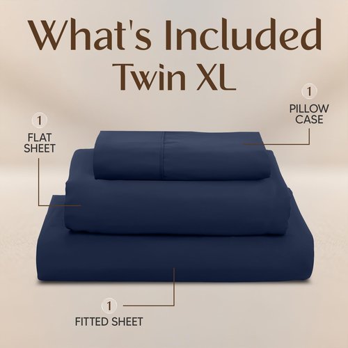 Utopia Bedding Twin XL Sheet Set – 3 Piece Bed Sheets for Twin XL Size Bed, Soft and Breathable Microfiber, Includes 1 Fitted Sheet, 1 Flat Sheet and 1 Pillowcase – Oeko Tex (Navy Blue)