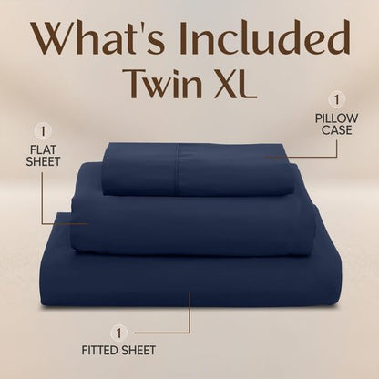 Utopia Bedding Twin XL Sheet Set – 3 Piece Bed Sheets for Twin XL Size Bed, Soft and Breathable Microfiber, Includes 1 Fitted Sheet, 1 Flat Sheet and 1 Pillowcase – Oeko Tex (Navy Blue)