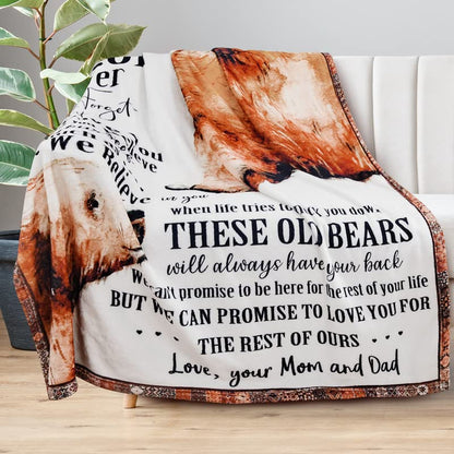 Gifts for Son from Mom and Dad Fathers Day Birthday Gifts to My Son Blanket Boys Christmas Valentines Day Gifts for Him Love Son Letters Printed Soft Flannel Fleece Blanket for Bed Couch 60" x 50"