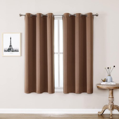 ChrisDowa Grommet Blackout Curtains - Thermal Insulated Room Darkening Panels, Cappuccino, 42W x 63L