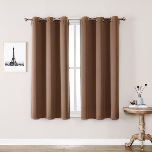 ChrisDowa Grommet Room Darkening Curtains for Bedroom and Living Room - 2 Panels Set Thermal Insulated Blackout Curtains (Cappuccino, 38W x 45L)