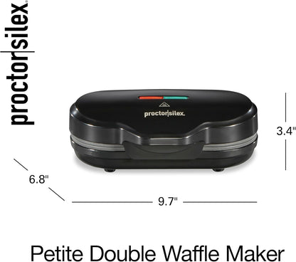 Proctor Silex Mini Waffle Maker - Non-Stick 4” Grids for Keto Chaffles & Hashbrowns | Compact Black Design