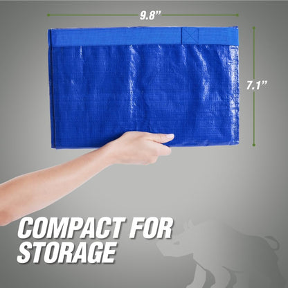 Rugged Rhino Heavy Duty Extra Large Moving Bags - Durable, Space-Saving Storage with Strong Handles & Zipper | Blue/Clear, 4 Pack