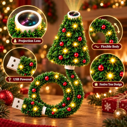 Christmas USB Projector Light - 6-in-1 Festive Scene Projection for Wall & Ceiling, Indoor Holiday Decor, Ideal Xmas Gift