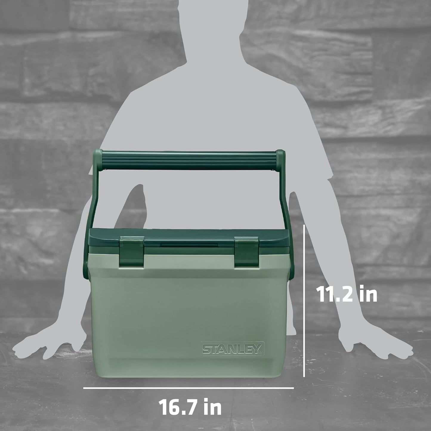 Stanley Adventure Outdoor Cooler 16 Qt - Heavy Duty Camping Ice Chest with Easy Carry Handle | 36-Hour Cooling | BPA-Free | Stanley Green