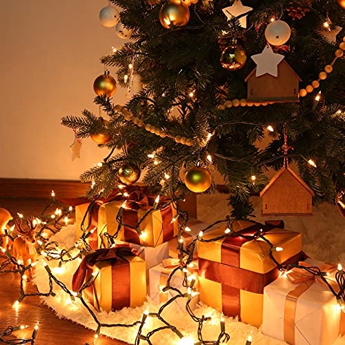 Toodour Warm White Christmas Lights 12.5ft 50 Count Indoor Outdoor String Lights - Connectable UL Certified Green Wire