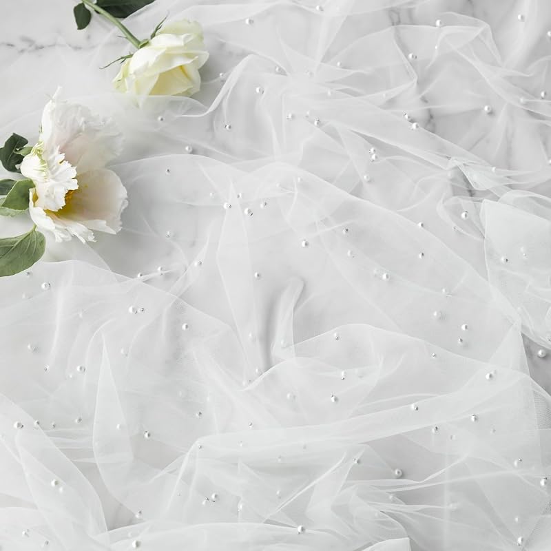 Pearl White 3-Pack 28 x 120 Inch Gauze Table Runner - 10ft, Artoid Mode